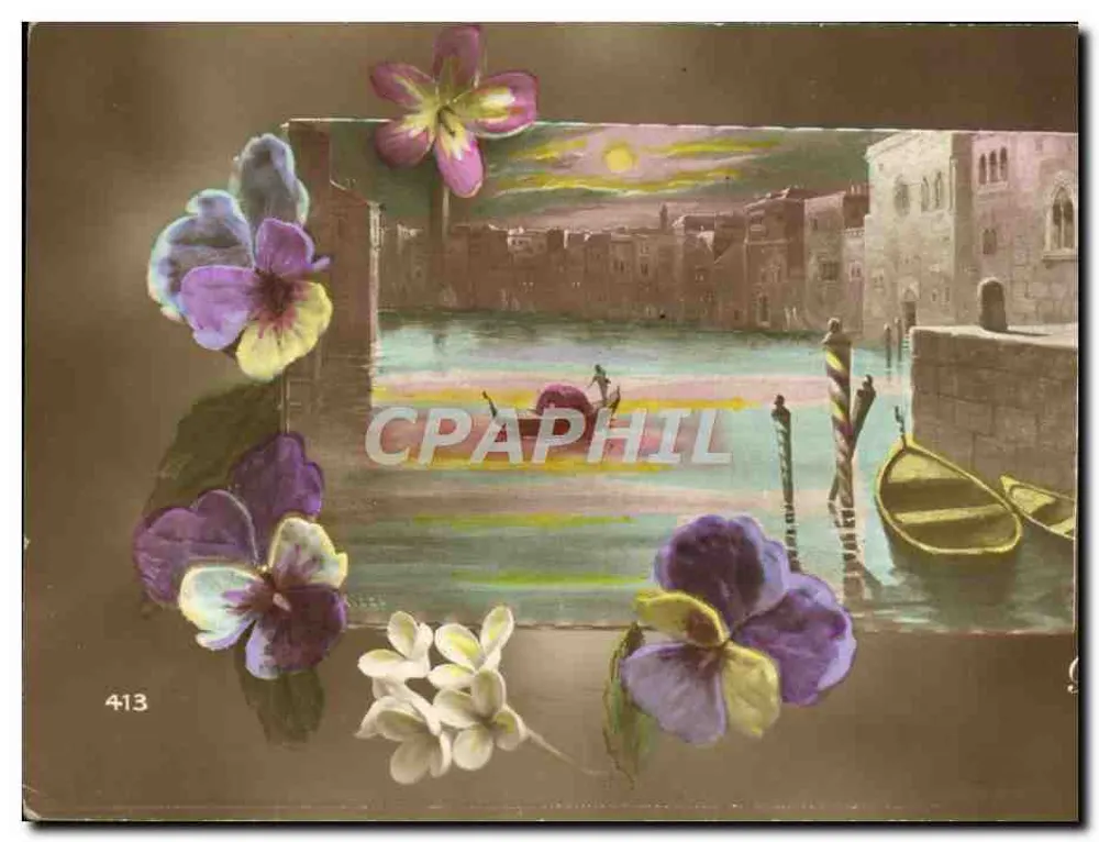 Vista de Veneza — canal com gôndolas — n° 413 - Frente