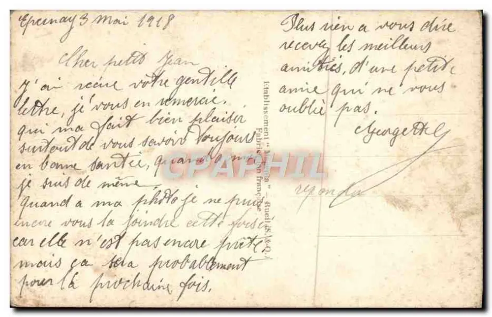 Femme en robe jaune et rose tenant un muguet — REX 720 - Verso