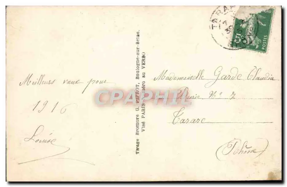 Femme tenant un bouquet de gerbe embaumée — Bonne Année — DIX 268/1 - Verso
