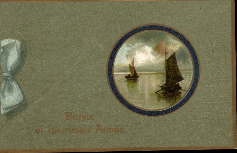 Maritime Scene — sailboats on water — greeting card - Front