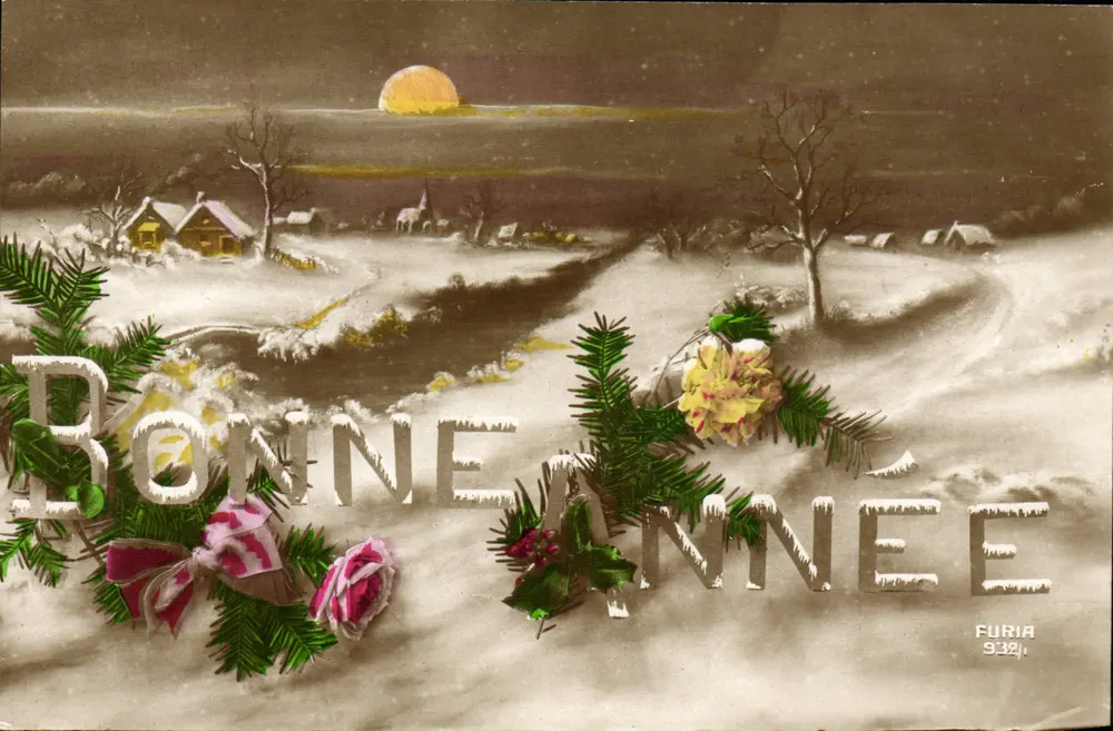 Paysage hivernal — Bonne Année 1932 — Furia, n° 9321 - Recto