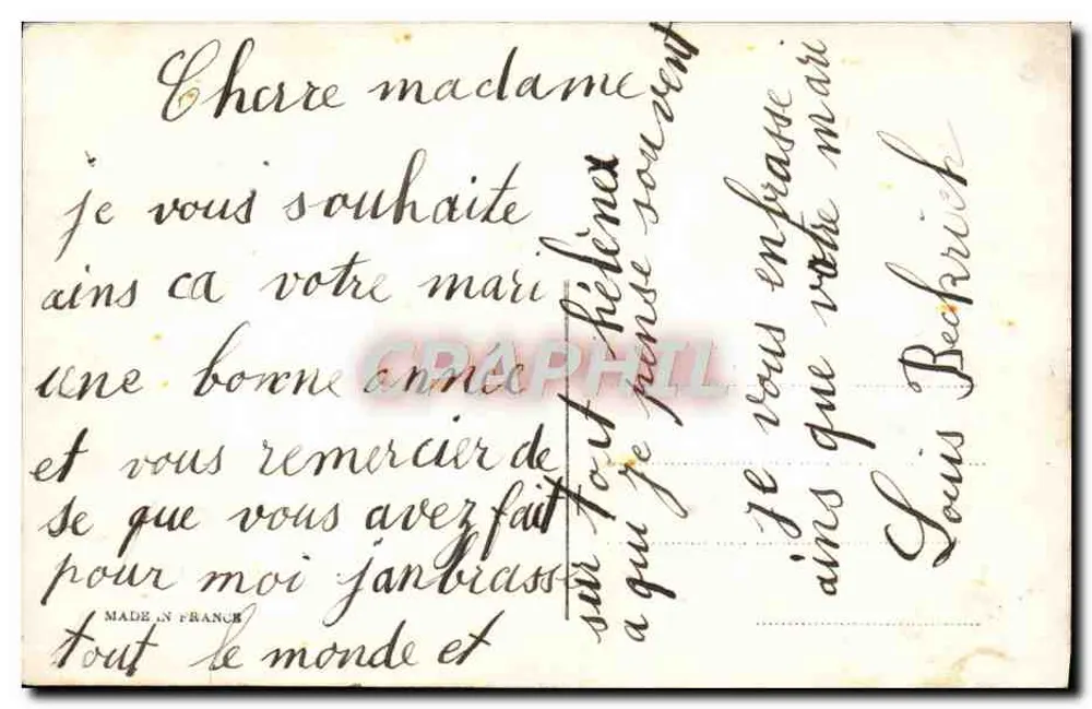 Enfant avec bouquet — Bonne Année — éditeur inconnu, n° 4087 - Verso