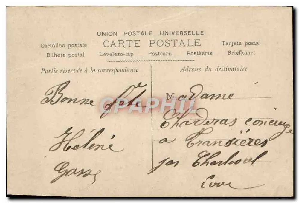 Louise — Frauenporträt mit Rosen — Union Postale Universelle - Rückseite
