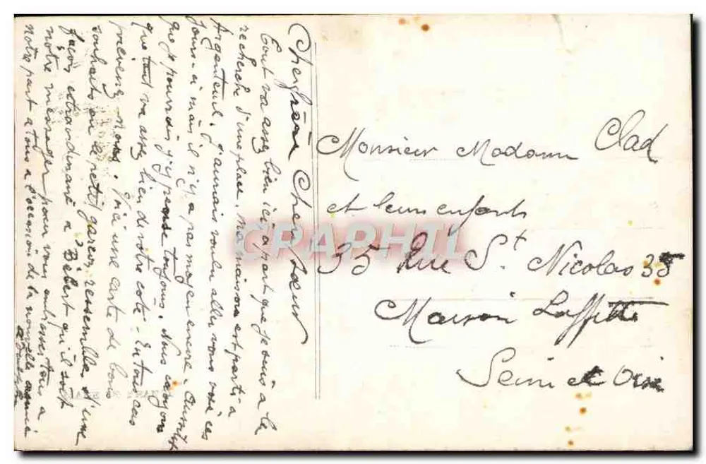 Dois crianças em traje de Natal — cena invernal — editor J. Fournel, n° 1783 - Verso
