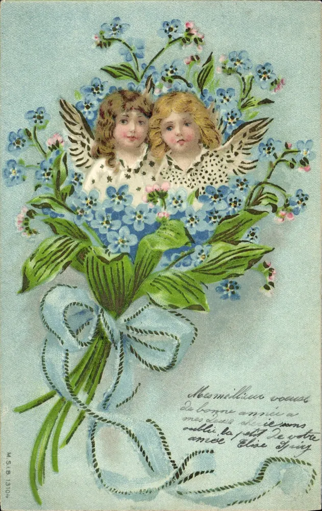 Dois anjos entre flores de esquecimento — Sociedade S.I.S. n°13104 - Frente