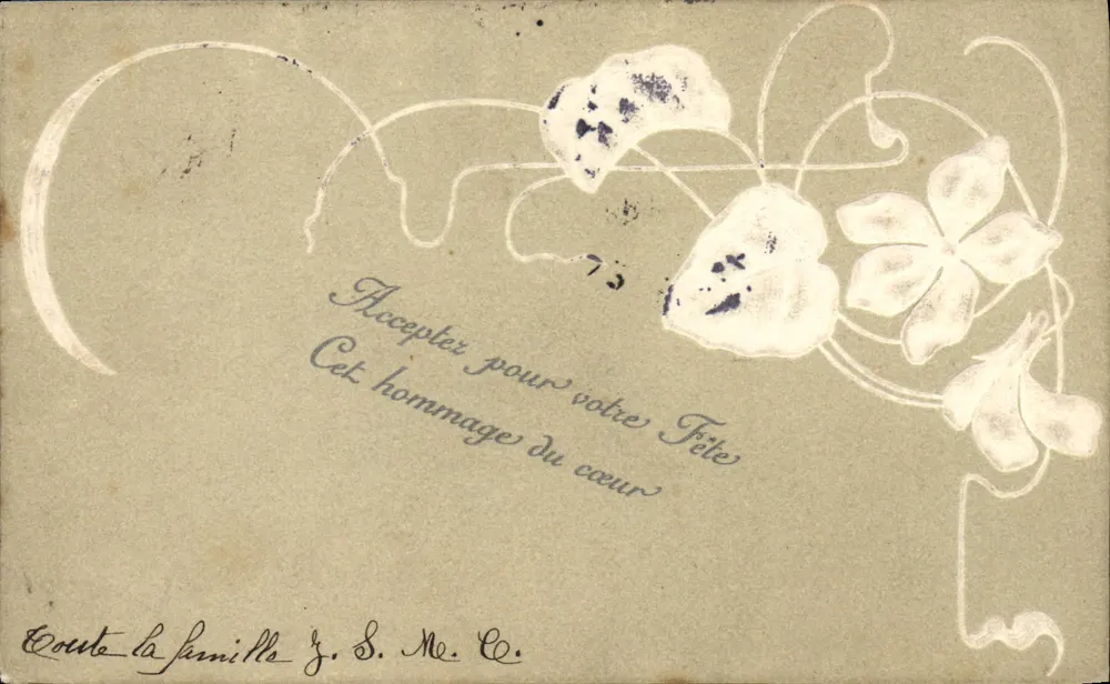 Carta postal de vœux — homenagem do coração — editor desconhecido, n° de série não visível - Frente