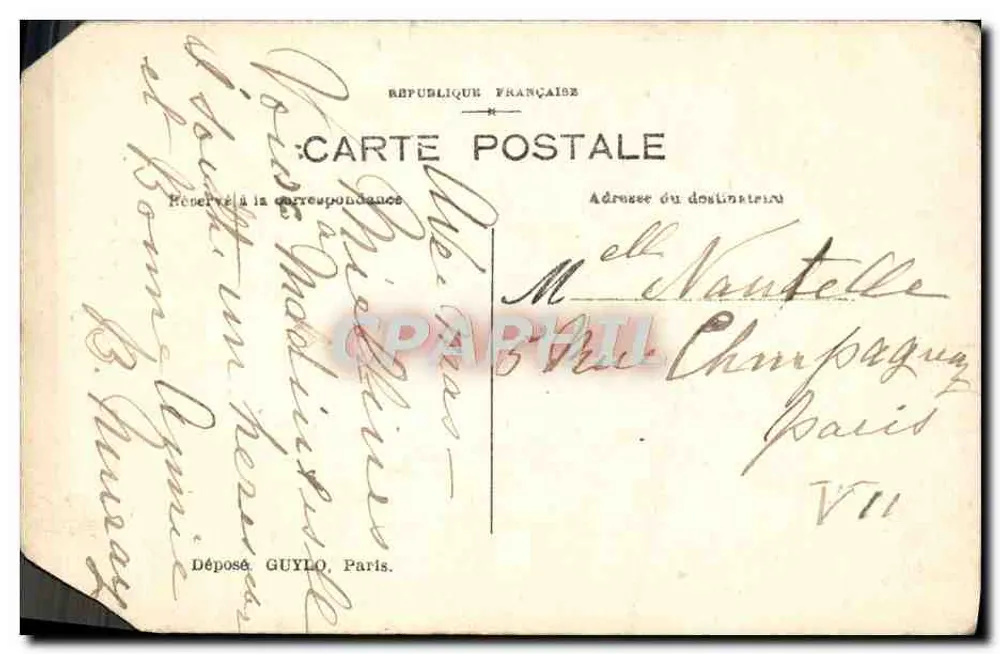Bouquet de pensées — kwiaty fioletowe, żółte i białe z tricolorem — wydawca GUYLO, Paryż - Rewers