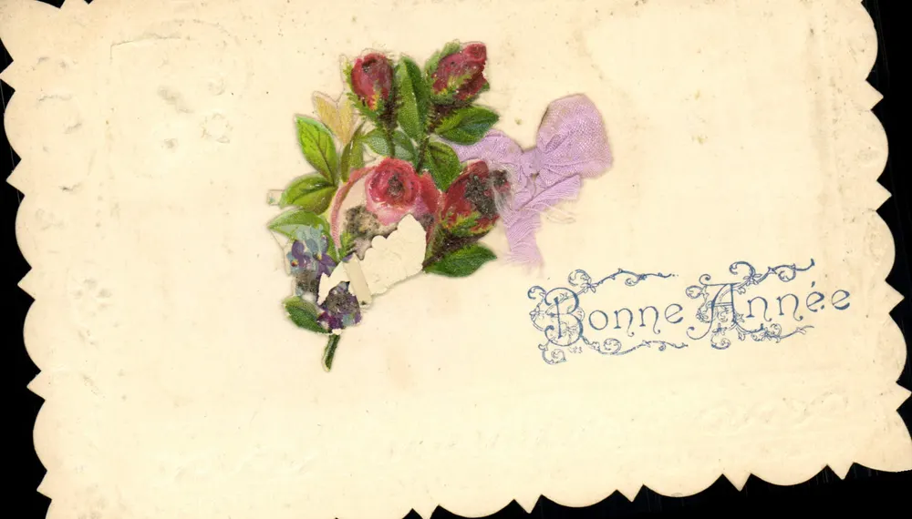 Bouquet de rosas — Boa Ano — Carta postal de correspondência - Frente