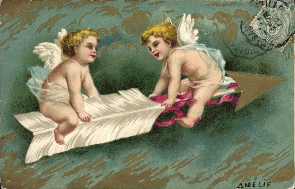 Dois Cupidinos em uma flecha — Amélie — número de série não visível - Frente