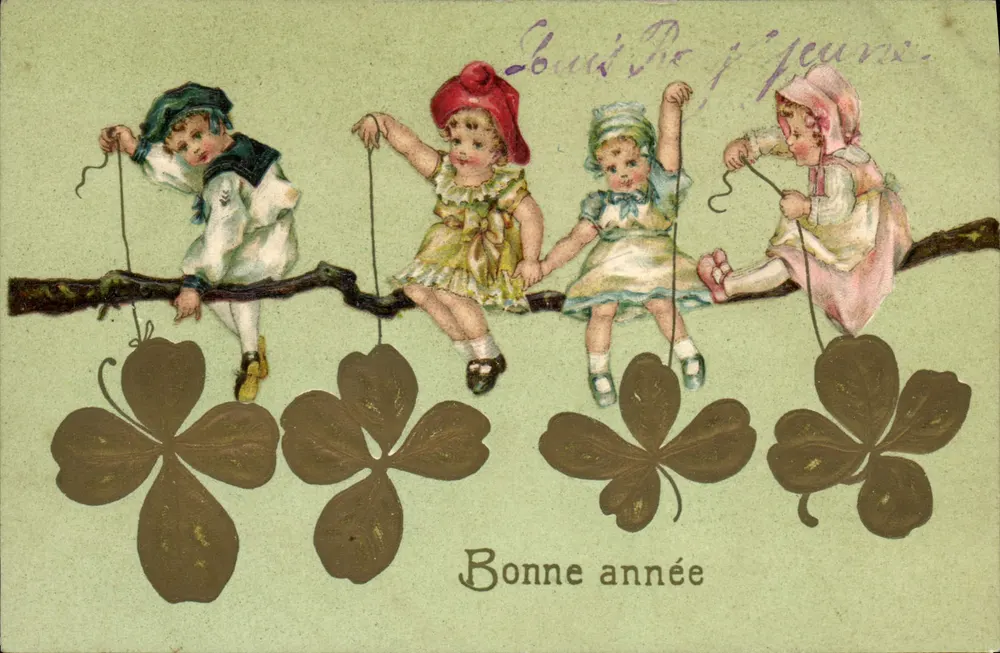 Crianças brincando em uma árvore — Boas Festas — editor não visível - Frente