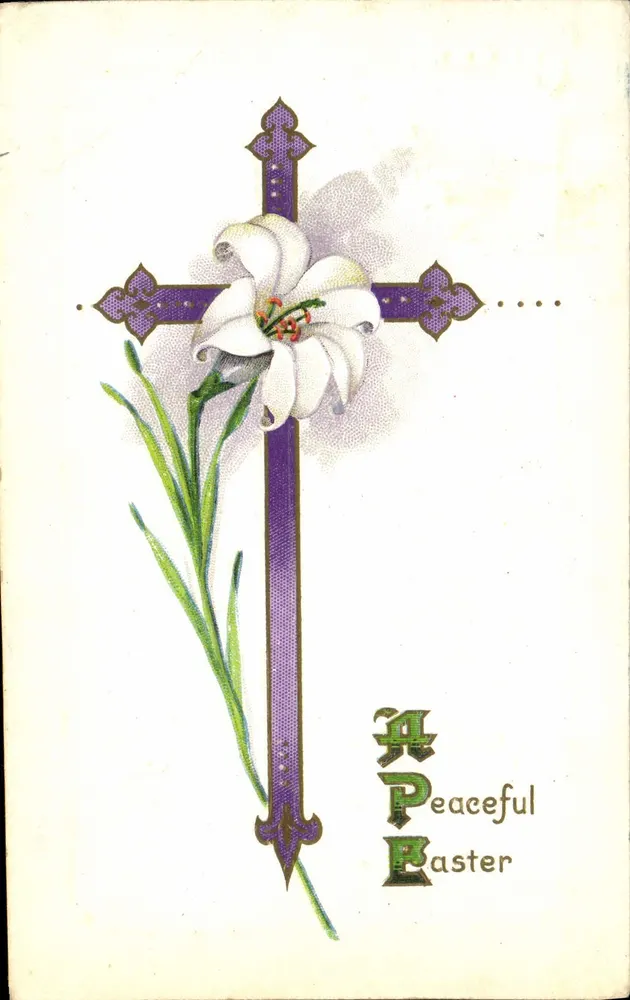 Croce e lis bianco — Un Pasqua tranquilla — Serie di cartoline 81 C - Recto