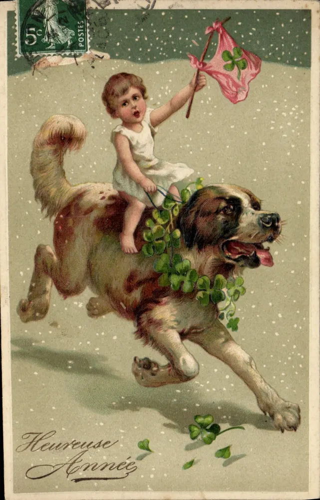 Kind auf einem Saint-Nicolas-Hund — Weihnachtskarte — Serie 7978 - Vorderseite