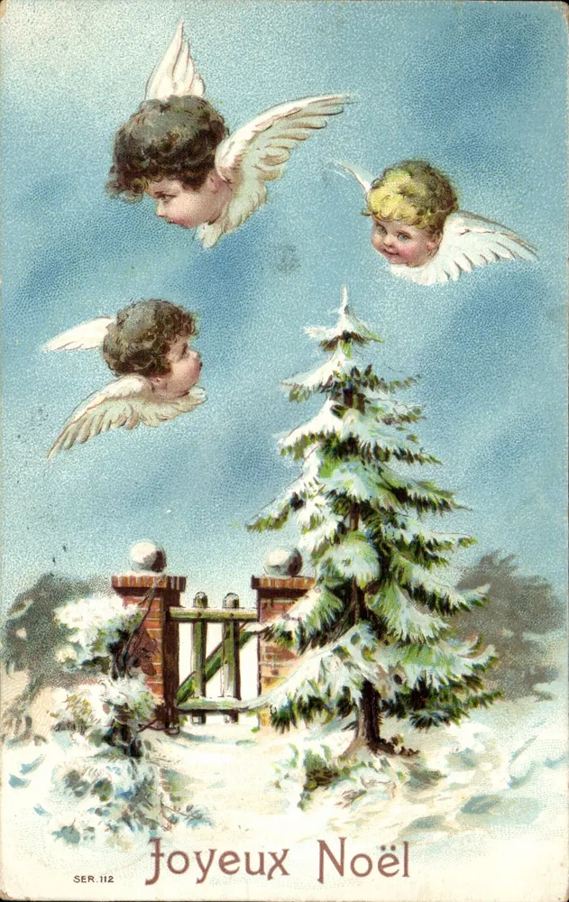 Anjos acima de um abeto de Natal — Feliz Natal — SER. 112 - Frente
