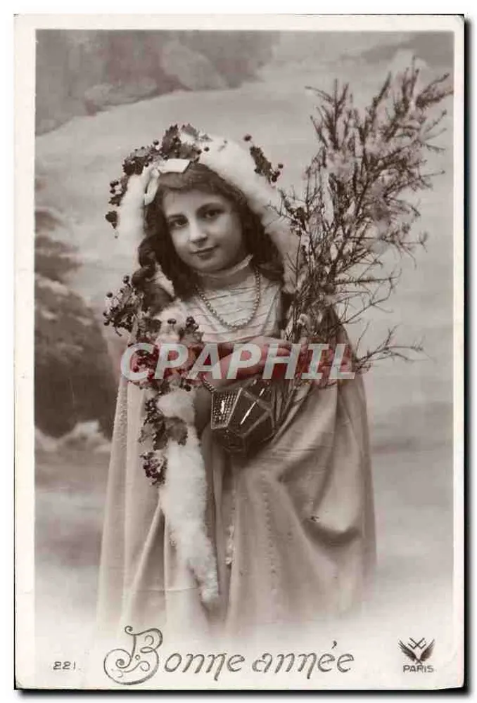 Menina em traje de Natal — Paris — editor Paris, n° 221 - Frente