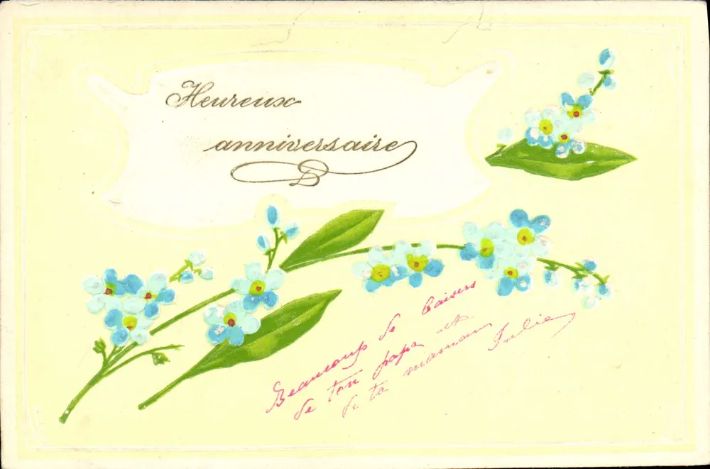 Niebieskie kwiaty — Urodziny — Union postale universelle, n° 126005 - Awers