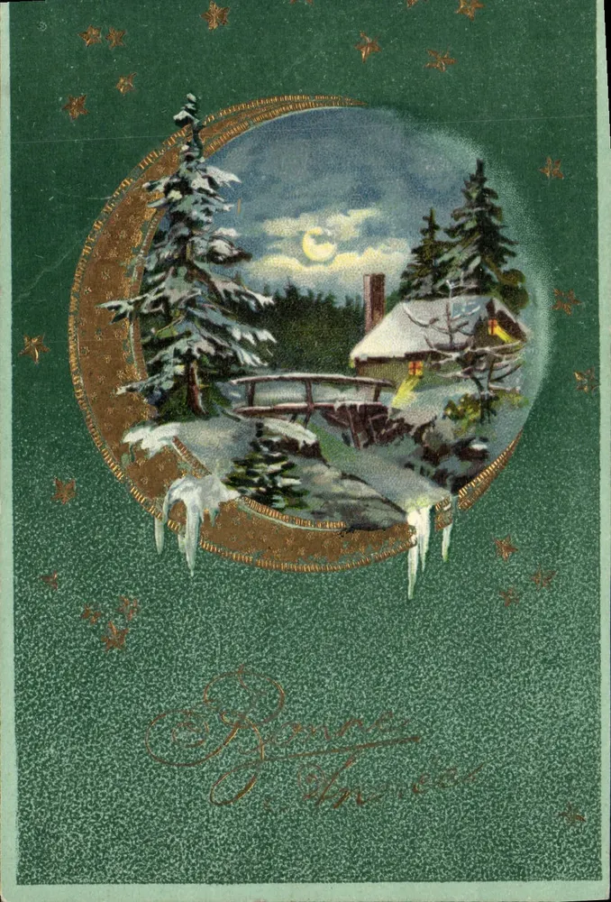 Winterlandschaft — Haus unter dem Mond — Verlag nicht sichtbar - Vorderseite