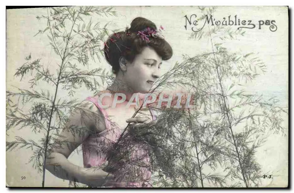 Jeune femme parmi les bambous — Ne M'oubliez pas — P.J. n° 50 - Recto