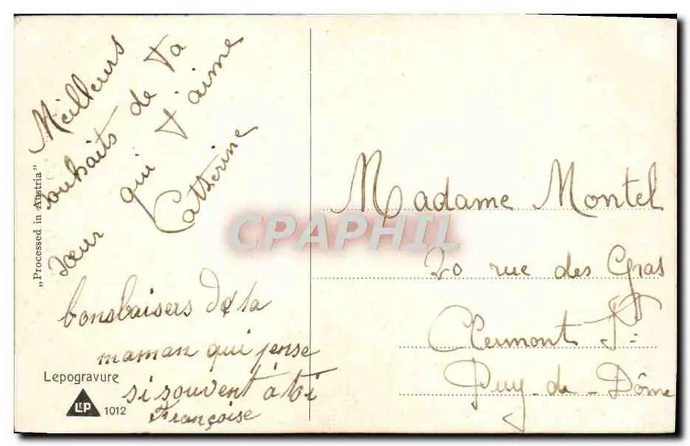 Paysage hivernal — femme au chemin — V. Chladec — éditeur Lepogravure n°1012 - Verso