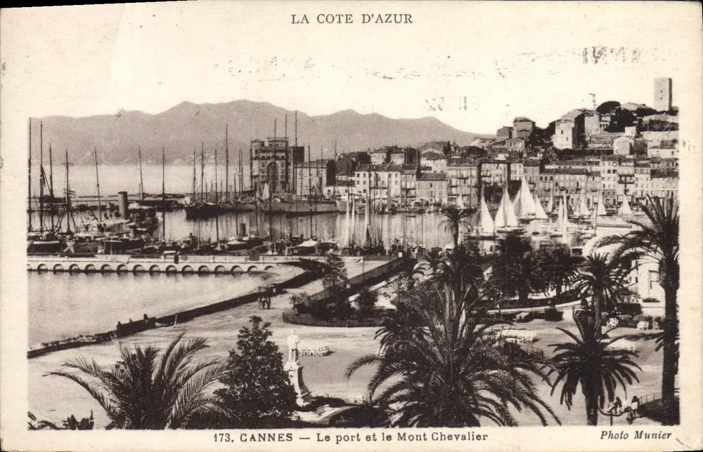 CANNES — Der Hafen und der Mont Chevalier — Foto Munier n°173 - Vorderseite