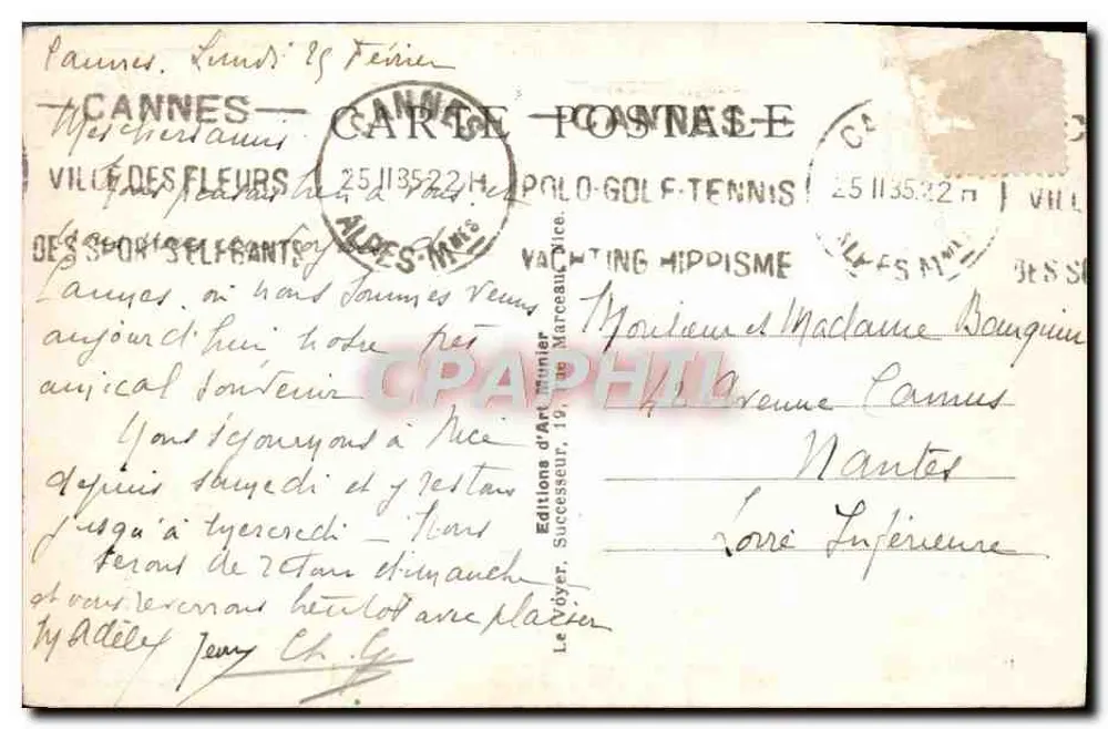 CANNES — Der Hafen und der Mont Chevalier — Foto Munier n°173 - Rückseite