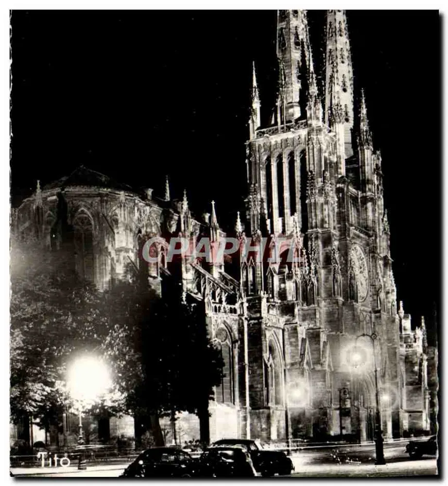 Bordeaux — A Catedral à noite — M. Berjaud, 68, Cours de la Martinique, Bordeaux - Frente