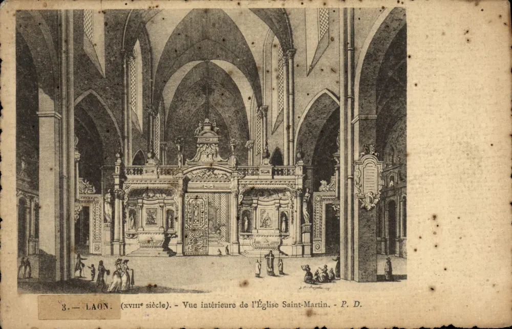 Laon — Innensicht der Kirche Saint-Martin (18. Jahrhundert) — P. D. - Vorderseite
