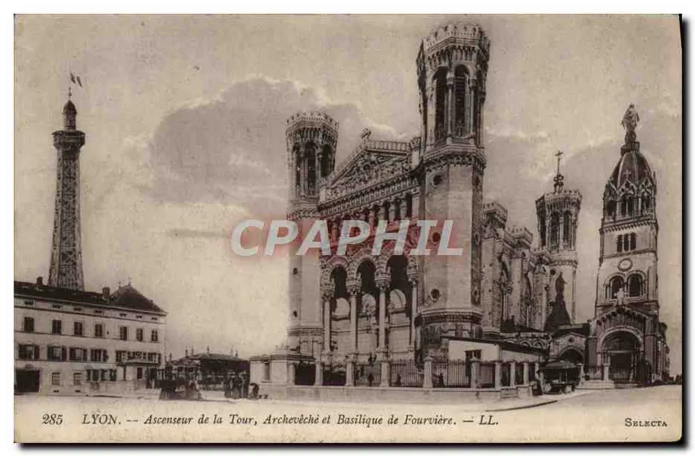 LYON — Aufzug der Turm, Bischofssitz und Basilika Fourvière — Selecta - Vorderseite