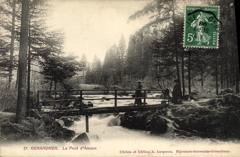 Gérardmer. O Ponte do Amor — Clichés e Edição A. Largeron. N°17 - Frente