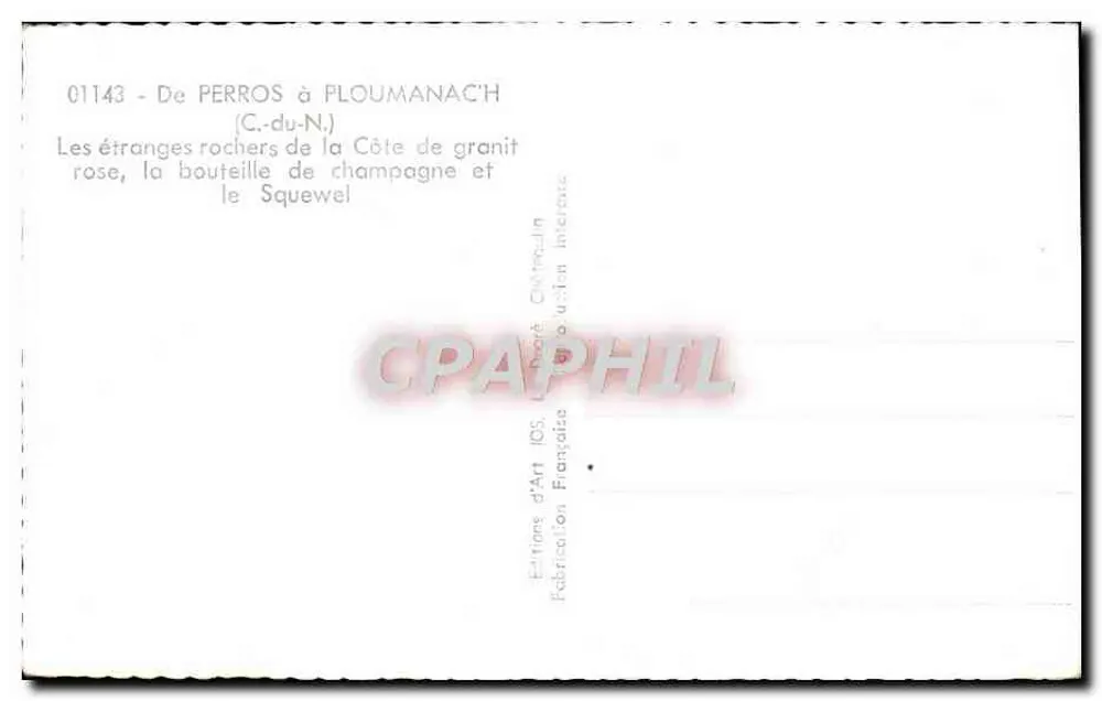 Os estranhos rochedos da Côte de granit rose, a garrafa de champanhe e o Squewel — De PERROS a PLOUMANAC'H (C.-du-N.) — Edições d'Art IOS - Verso