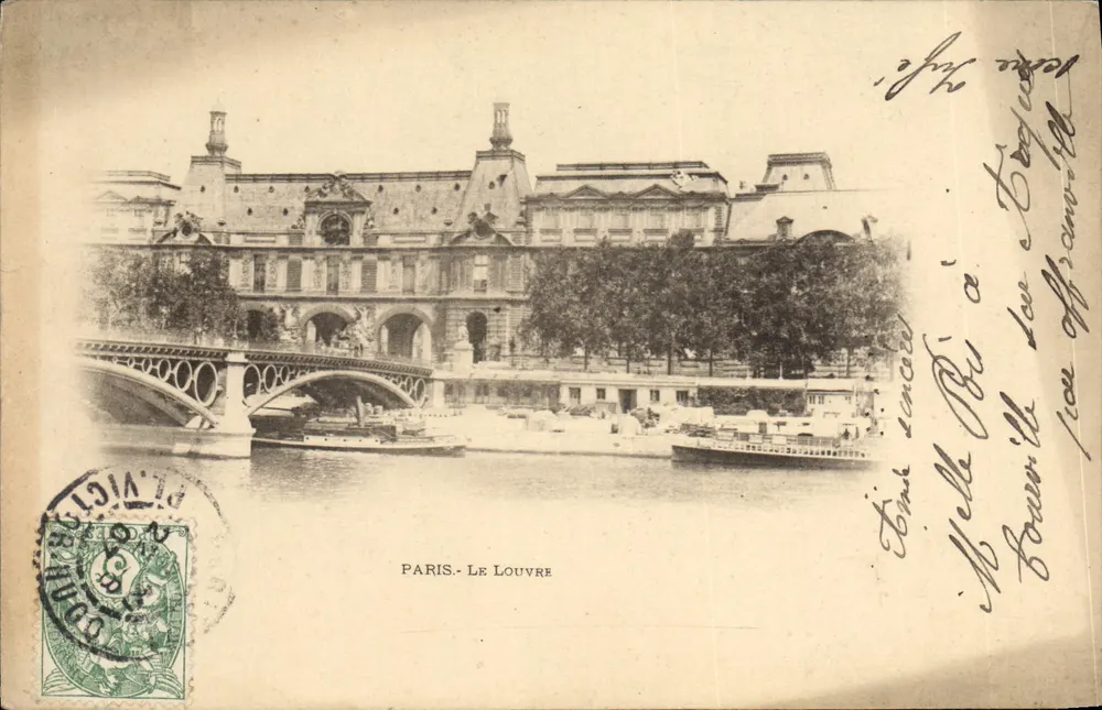 Paris - O Louvre — vista do ponte e dos quais — editor não identificado - Frente