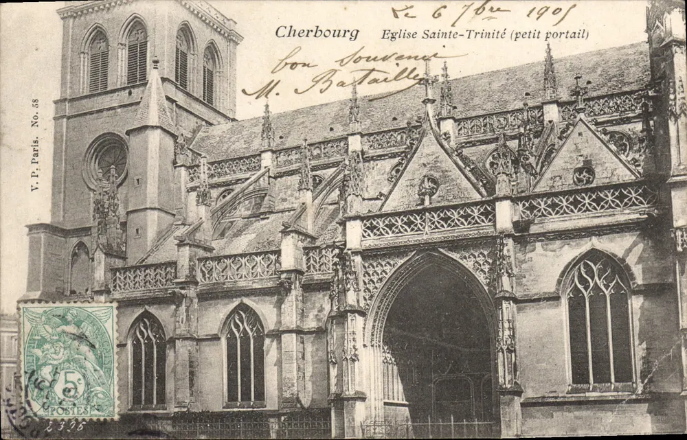 Cherbourg — Igreja de Santa Trindade (pequena porta) — V.P. Paris, No. 58 - Frente