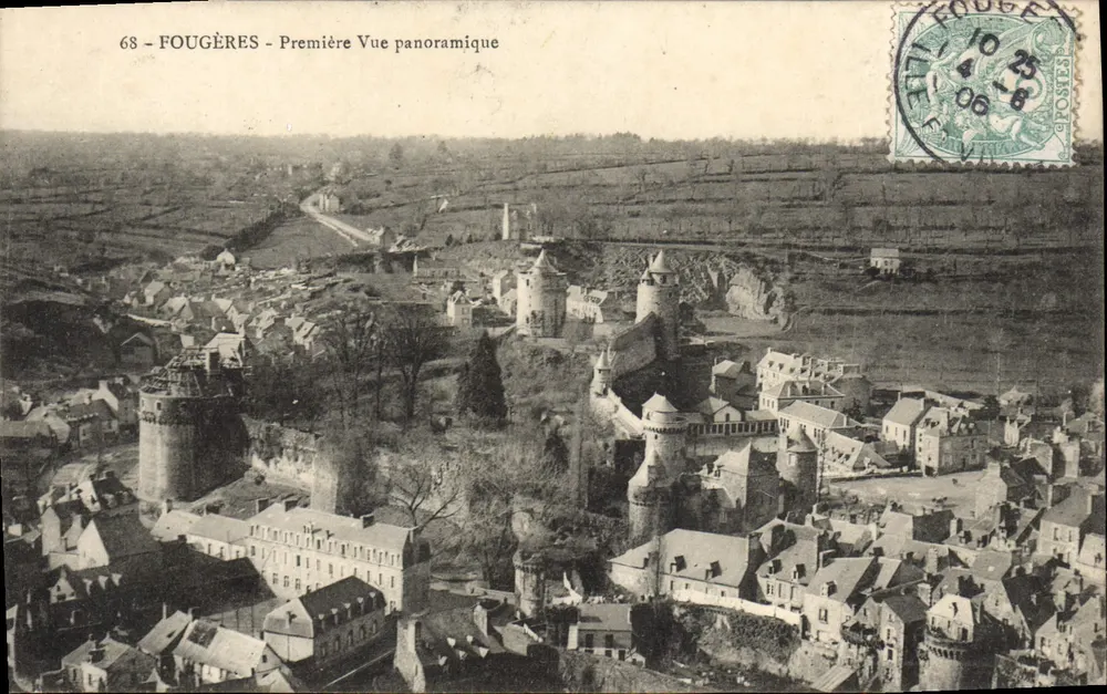 Fougères - Erste Panoramansicht — unbekannter Verlag, Nr. 68 - Vorderseite
