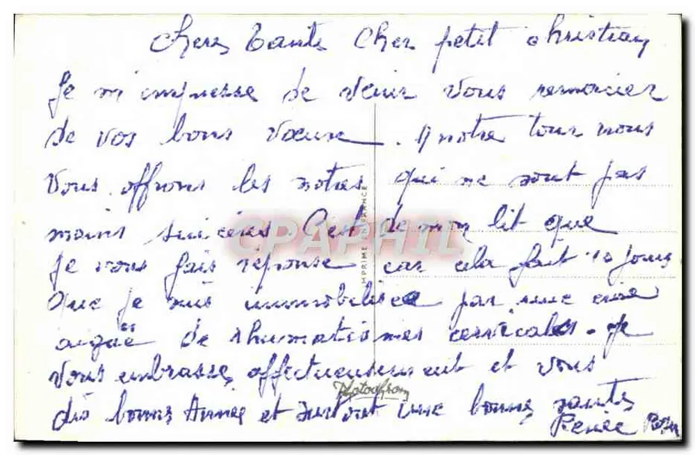 Castelo nevado — crianças em esqui — texto 'Bom Ano' - Verso