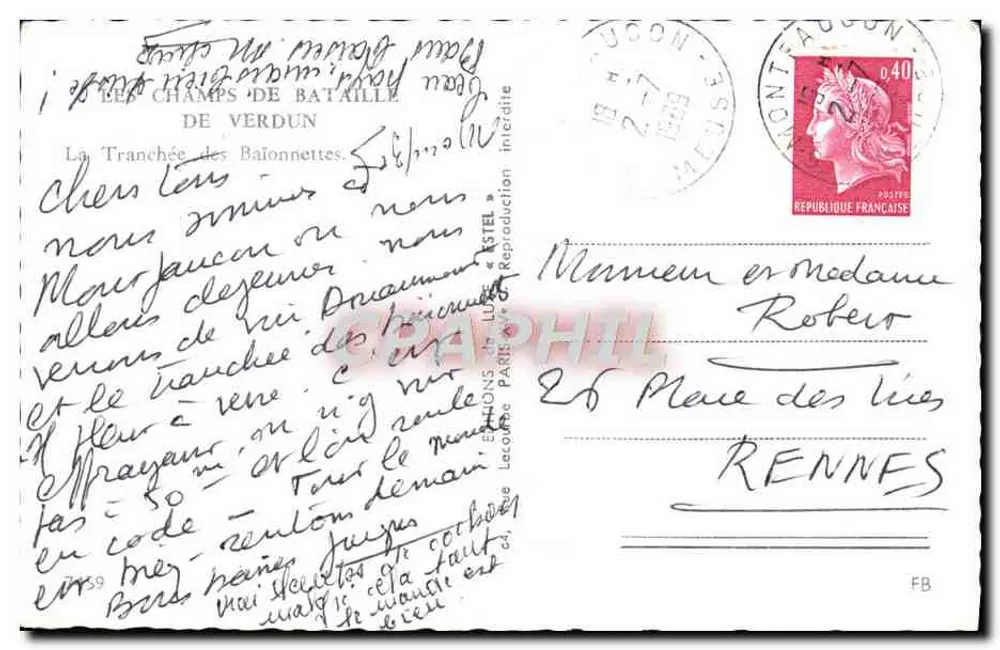 Tranchée des Baïonnettes — Schlachtfelder von Verdun — Éditions Lecolonne Paris - Rückseite