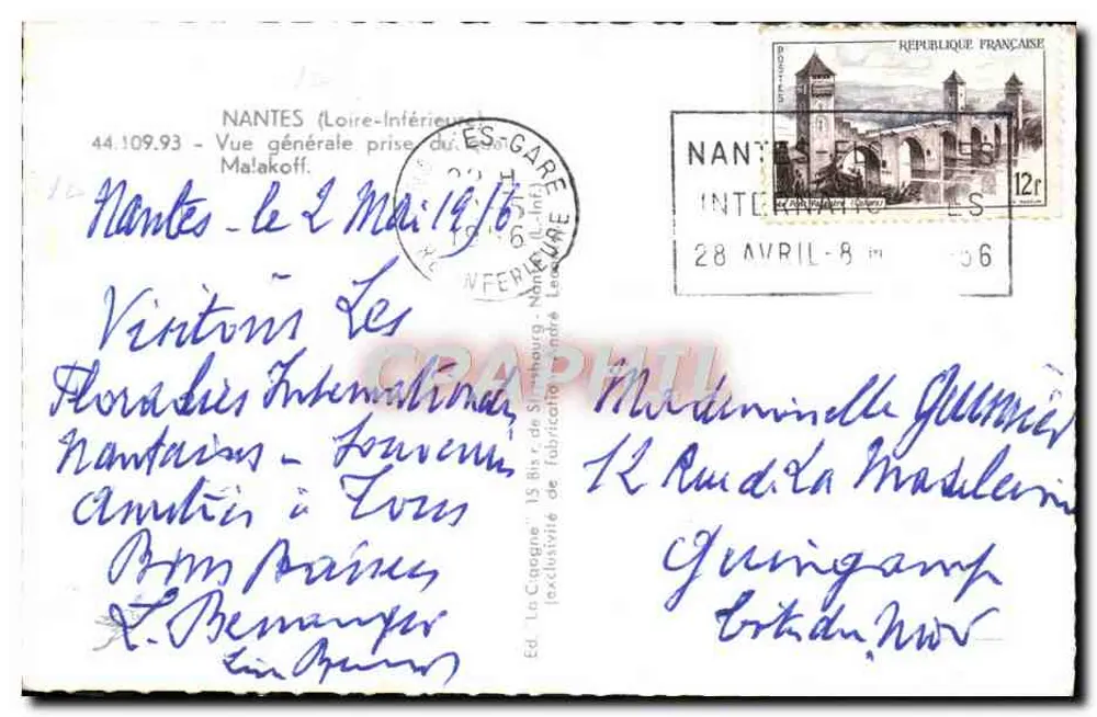 Nantes - Allgemeiner Blick vom Malakoff — A. Cigogne, n° 44.109.93 - Rückseite