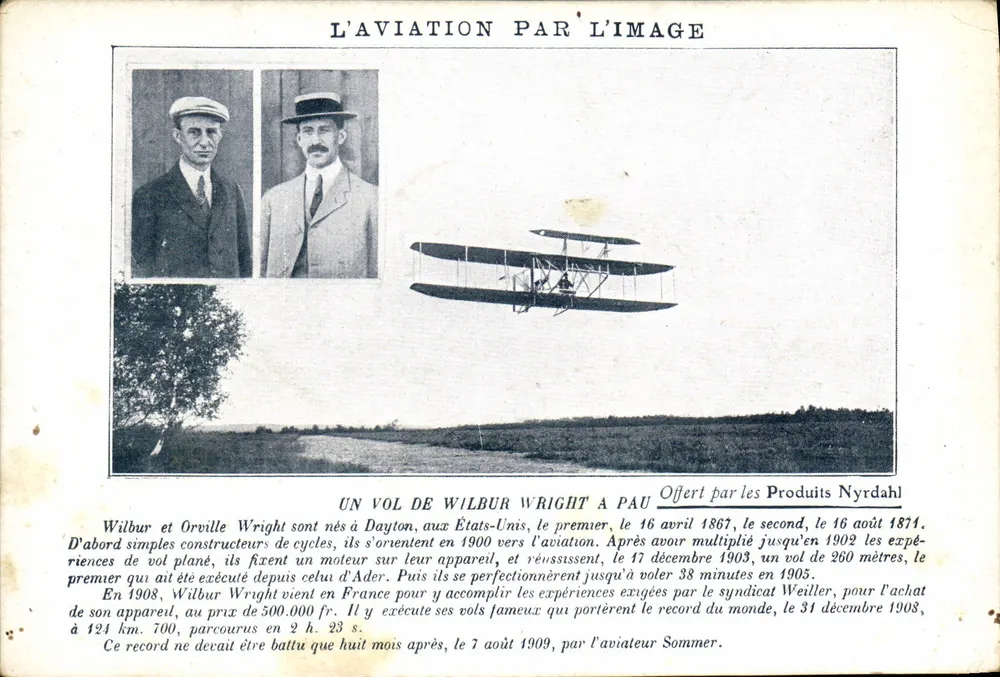 Wilbur et Orville Wright — premier vol à Pau — Offert par les Produits Nyrdahl - Vorderseite