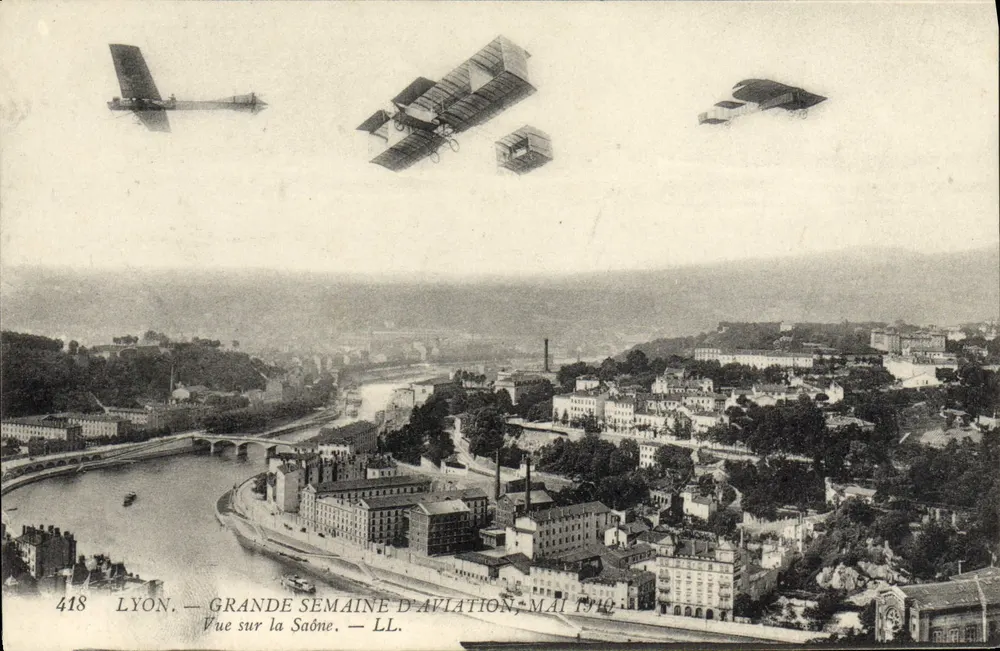 LYON — GRANDE SEMAINE D'AVIATION, MAI 1912 — Ansicht über die Saône — LL. — Nr. 418 - Vorderseite