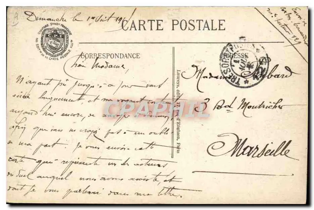 Avant la reconnaissance. Biplan Voisin — Avant la reconnaissance. Biplan Voisin — Visé Paris N° 540 - Rückseite