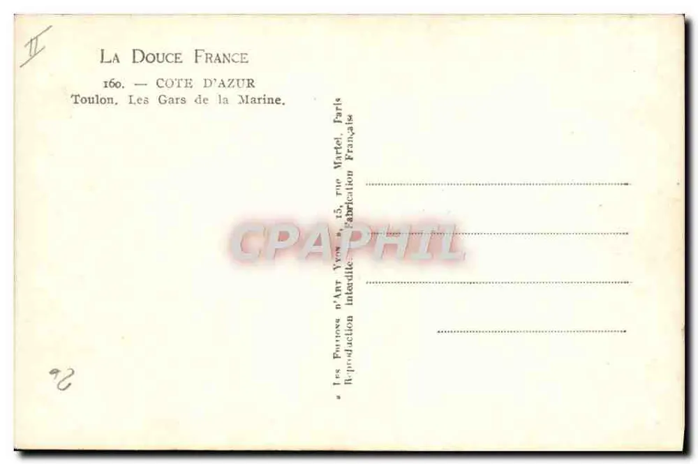 Toulon — Die Männer der Marine — La Douce France, Toulon, Côte d'Azur - Rückseite