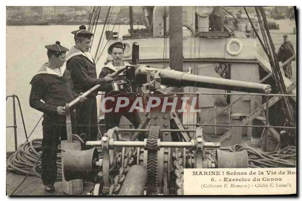 Marine! Szenen aus dem Leben an Bord 6. — Kanonenübung — Foto von E. Lesec'h - Vorderseite
