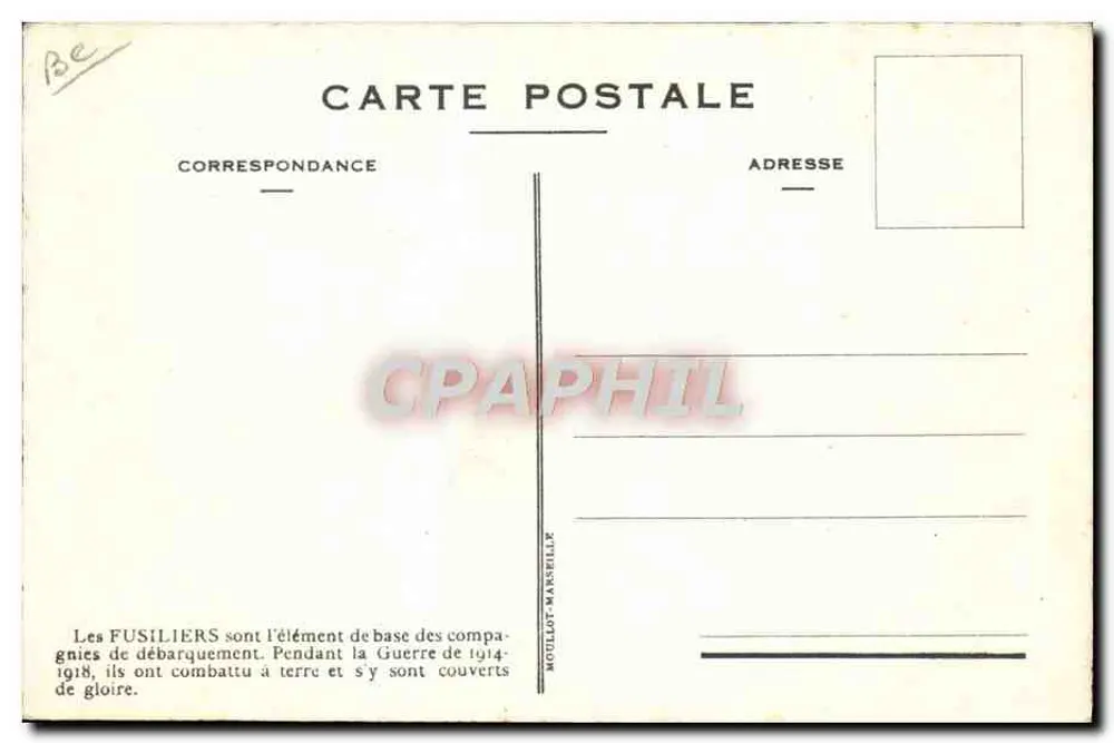 Fusiliers Marinhos — Desembarque — Moullot-Marseille - Verso