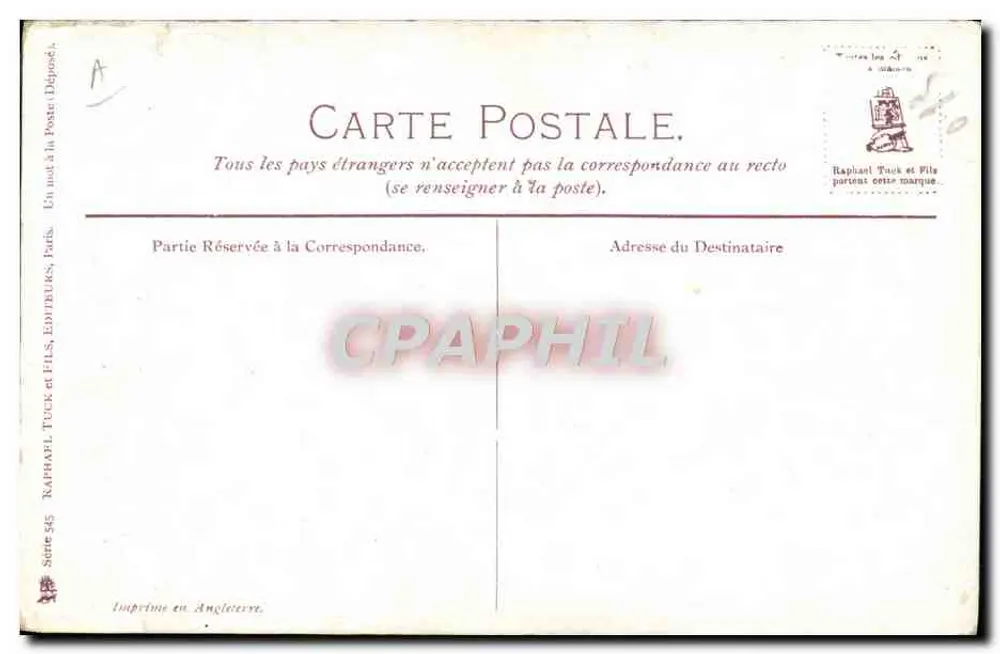 Marinheiro aproveitando o calmaria — Galata — Raphael Tuck & Sons - Verso