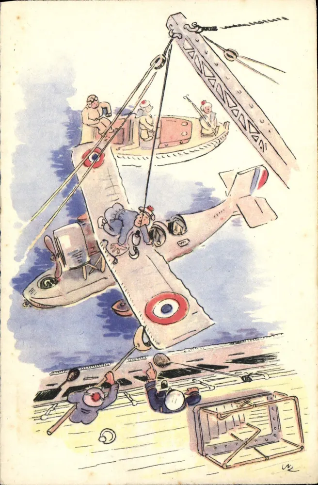 Marineflieger — Szene des Landens eines Militärflugzeugs — Verlag Mouillot-Marcelle - Vorderseite
