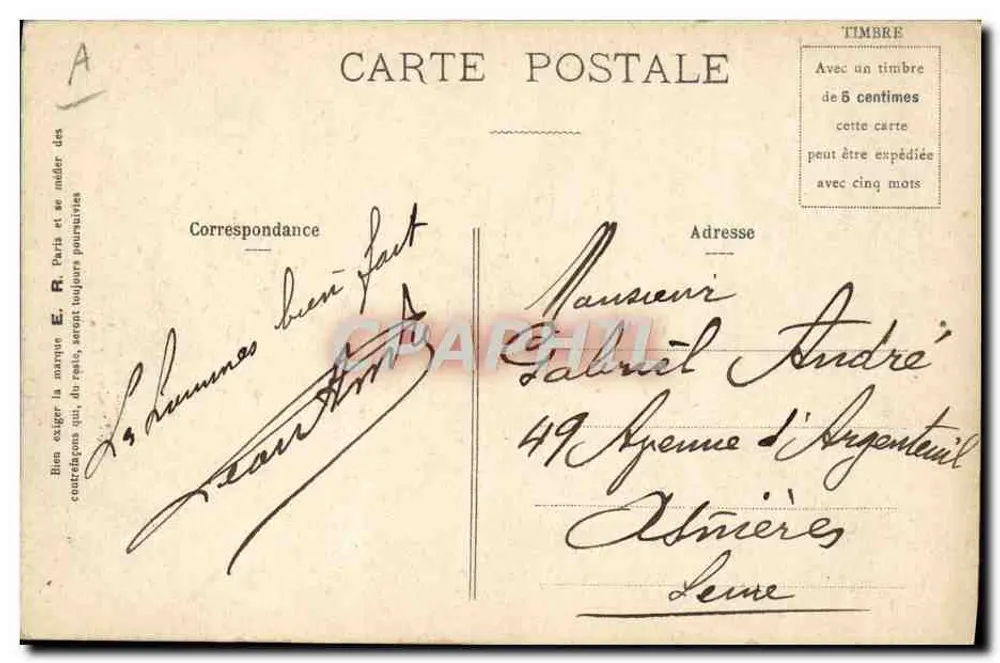 Nossos bravos marinheiros — A natação !!! — E.R., Paris, Modelo depositado n°92 - Verso