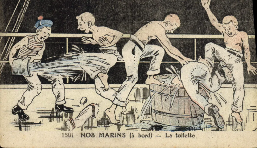 Unsere Matrosen (an Bord) — Die Toilette — Serie 1501 - Vorderseite