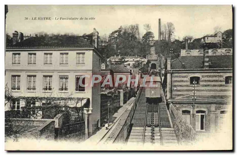 Le Havre — O Funicular da costa — FB. - Frente