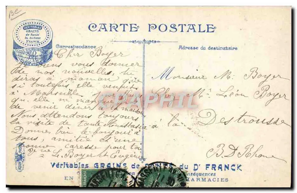 Überquerung der Englischen Kanal — M. Blériot am Steuer, M. Anzani hinter ihm — L.V. & Cie - Rückseite