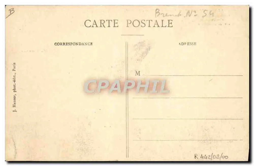 Monoplan Morane (Blériot XI - Typ Englandsüberquerung) — J. H. — J. Hauser, phot.-verlag, Paris - Rückseite