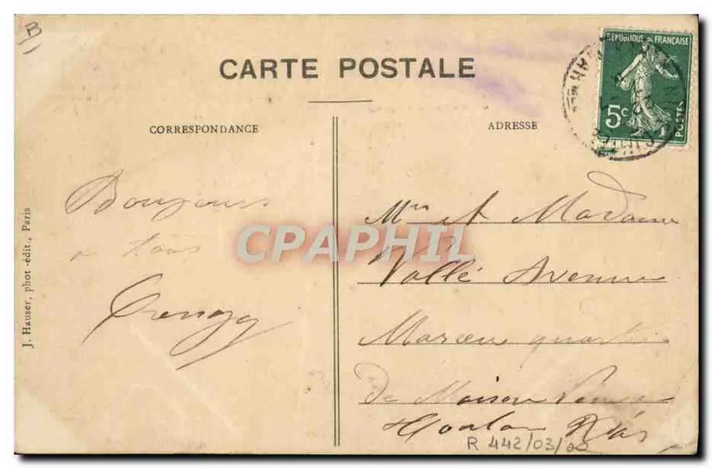 Biplan Curtiss, geflogen von De Riemsdyck — 1908 — J. Hauser, Paris - Rückseite