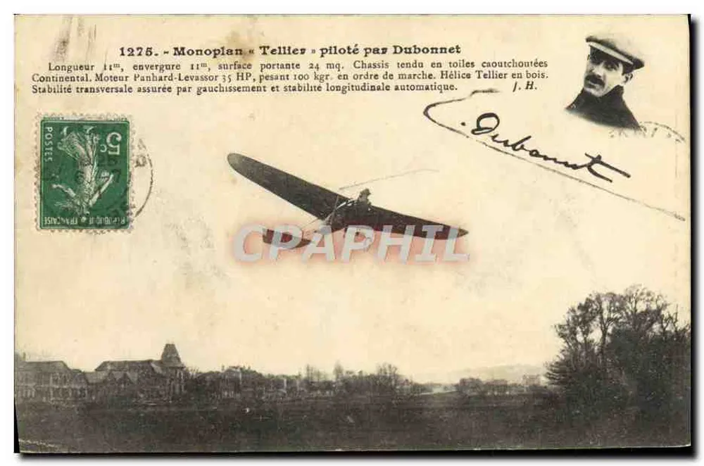 Einmannerschiff « Tellier », geflogen von Dubonnet — J. Hauser, Fotograf-Verleger, Paris - Vorderseite